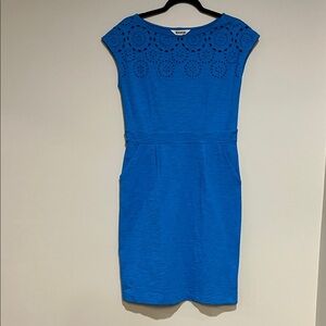 Boden | Florrie Broderie cap sleeve cut out blue dress Women’s size 8 cotton